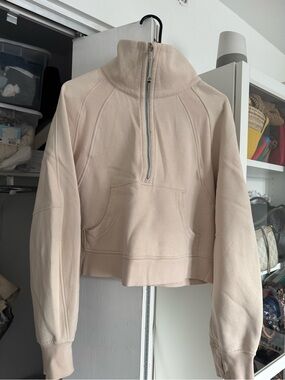lululemon Cropped Half-Zip Pullover Sweatshirt in Light Beige
